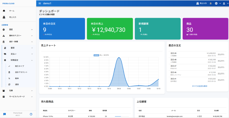 Web版 販売管理システム ProriaClound